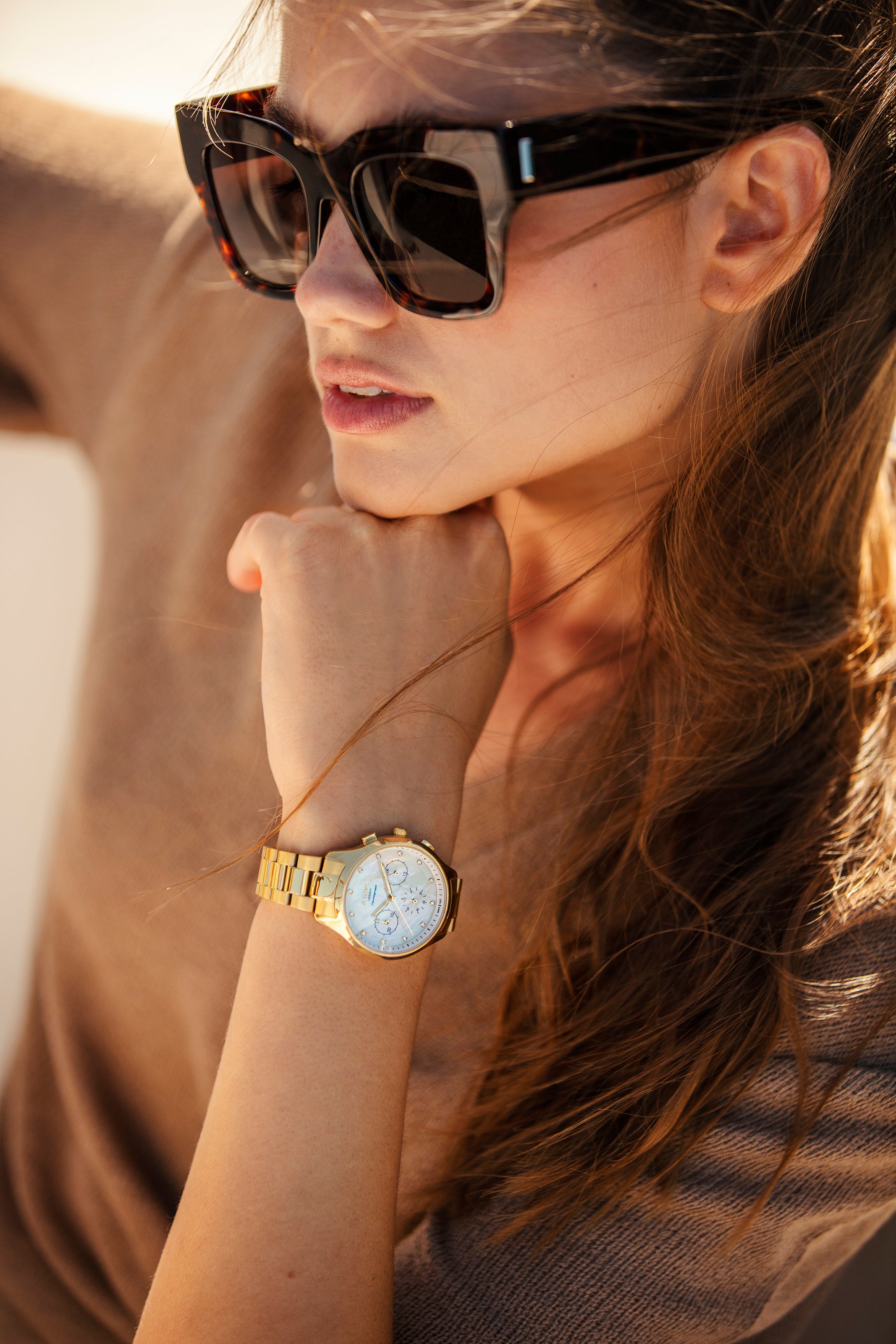 Woman Stones Gold Chronograph